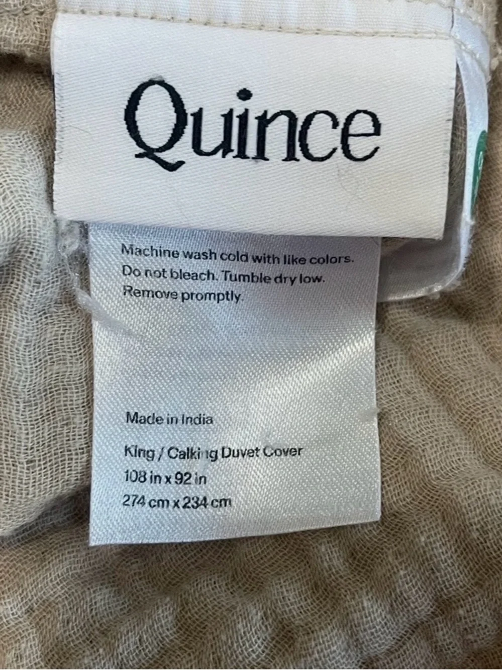 NEW Quince Organic Cotton Gauze Duvet Cover, King/Cal King (Dune)